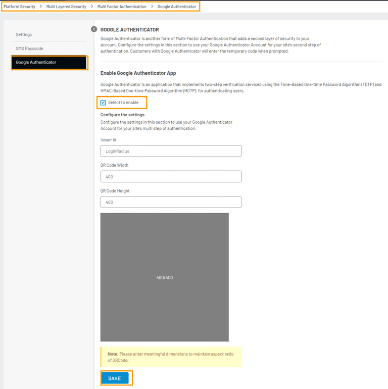 multi factor authentication loginradius dashboard google authenticator setting